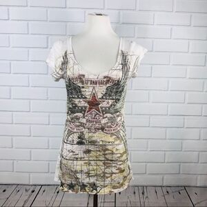 NWT Noble Wear Sturgis White Rhinestone Burnout Tee - Size XL